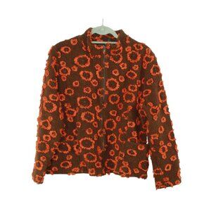 Tib Womens Fleece Sweater Canada Made Cozy Chic Orange Brown Size Medium